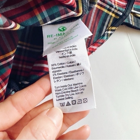 J.Crew Factory Tartan Cotton Poplin Jewel Buttons Shirt Top XXS - Picture 6 of 6